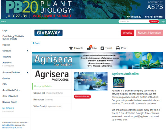 Agrisera at PlantBiology20 Worldwide virtual summit
