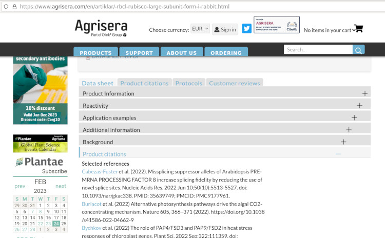 Scientific references for Agrisera products