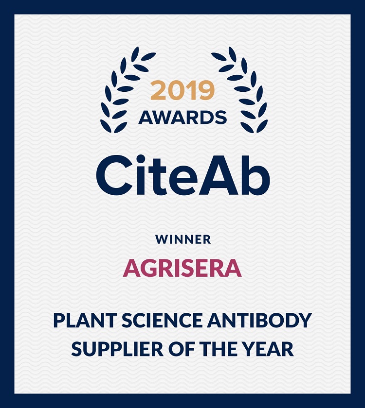 Agrisera - Plant Science Antibody Supplier of the year 2019
