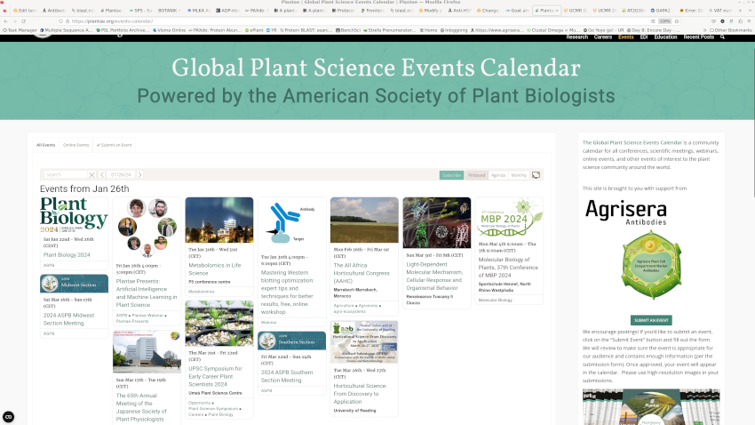 Global Plant Events Calendar, supported by Agrisera