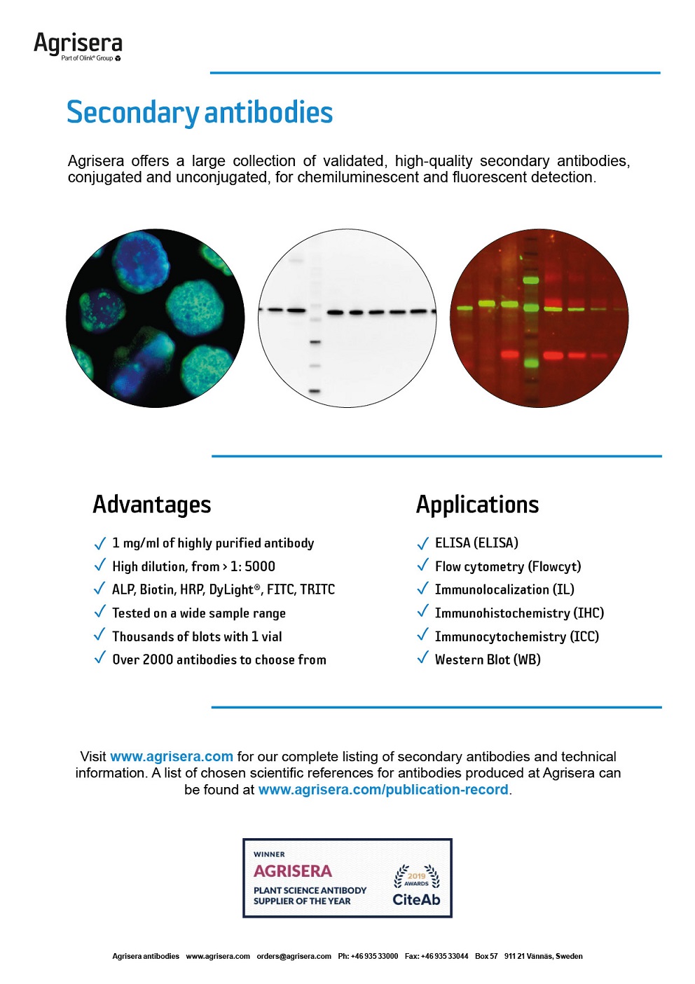 Agrisera secondary antibodies